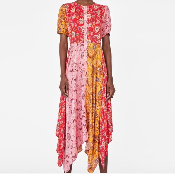 Zara Dresses & Skirts - Zara patchwork midi dress sz small